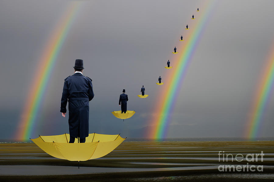 The Umbrella Man And The Rainbow Riders Photograph by Bob Christopher