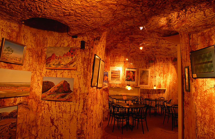 The Underground Restaurant in Coober Pedy. Most establishments are underground as temperatures above ground can reach over 50 degrees in summer Photograph by John W Banagan