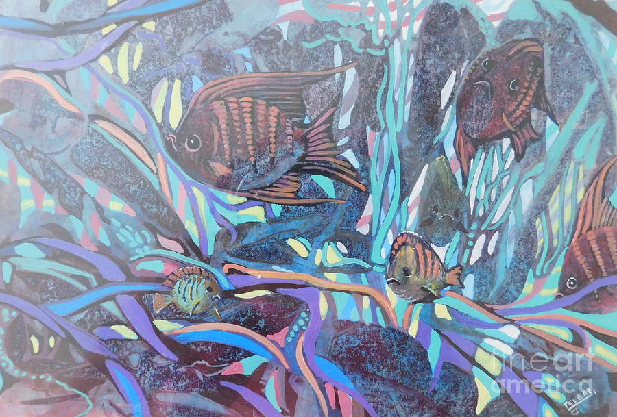 The Underwater Gathering Painting by Joan Clear