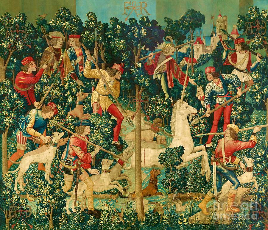 The Unicorn Crosses a Stream Painting by The Unicorn Tapestries