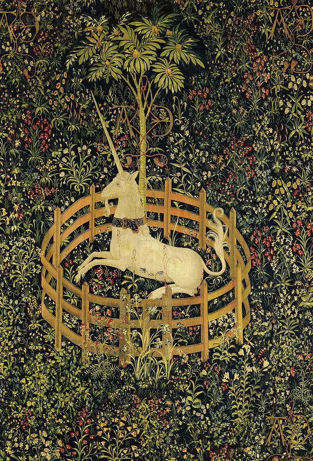 Unicorn Painting - The Unicorn in Captivity, Unicorn Tapestries by Netherlandish School