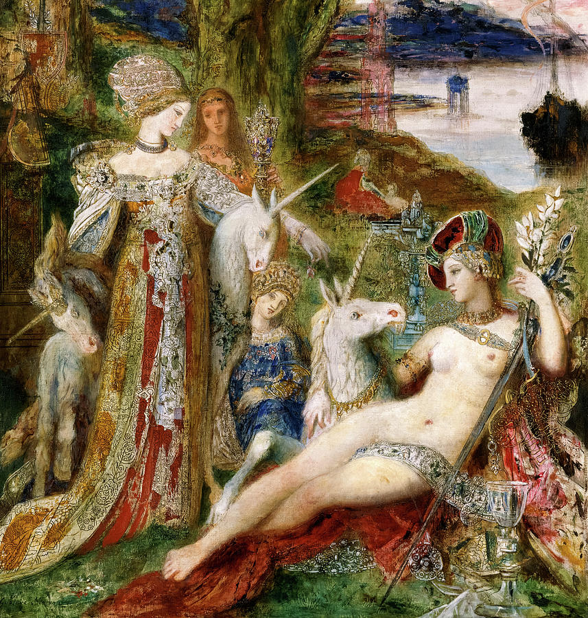 Gustave Moreau Painting - The Unicorns, 1885 by Gustave Moreau