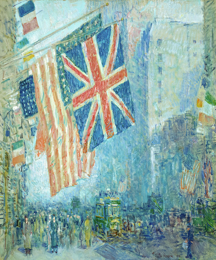 The Union Jack, New York, April Morning, 1918 Painting by Childe Hassam ...