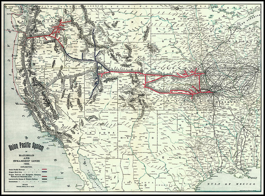 The Union Pacific System of Railroad and Steamship Lines Map 1900 ...