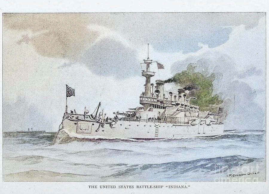 The United States Battle-Ship Indiana v5 Photograph by Historic illustrations