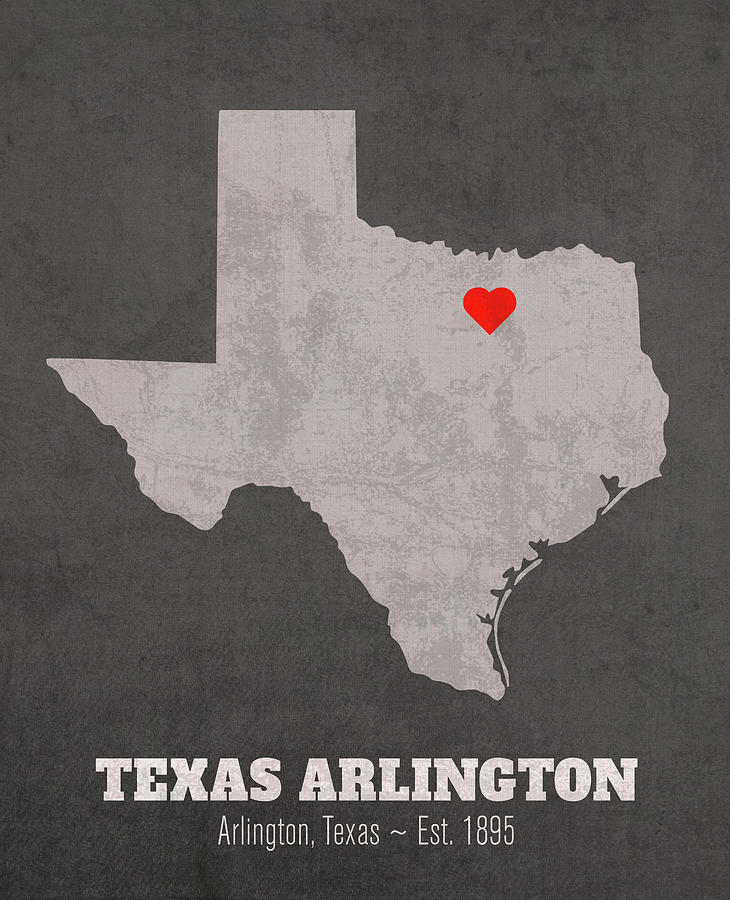 Map Mixed Media - The University of Texas at Arlington in Arlington Texas Founded Date Heart Map by Design Turnpike
