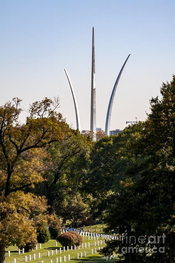 The US Air Force Memorial in Arlington Virginia viewed over Arlington National Cemetery USA Photograph by William Kuta