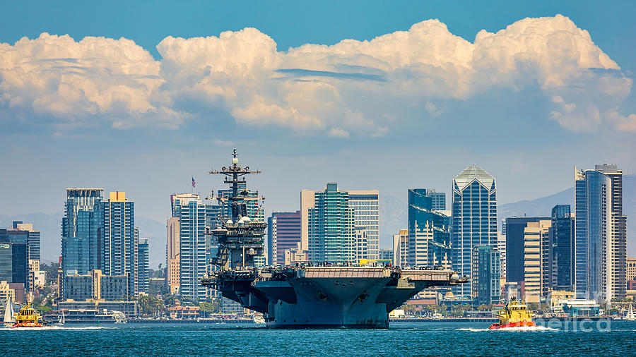The USS Theodore Roosevelt says goodbye to San Diego Photograph by Sam Antonio