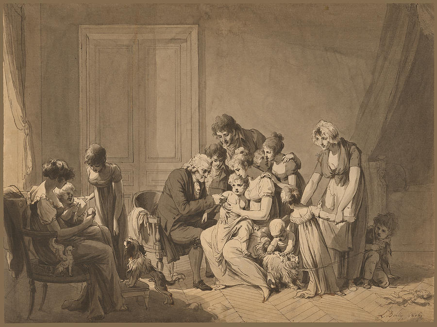 The Vaccine Drawing by Louis Leopold Boilly