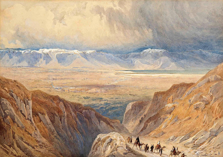 The valley of Jordan, the Dead Sea beyond Painting by Henry Andrew Harper