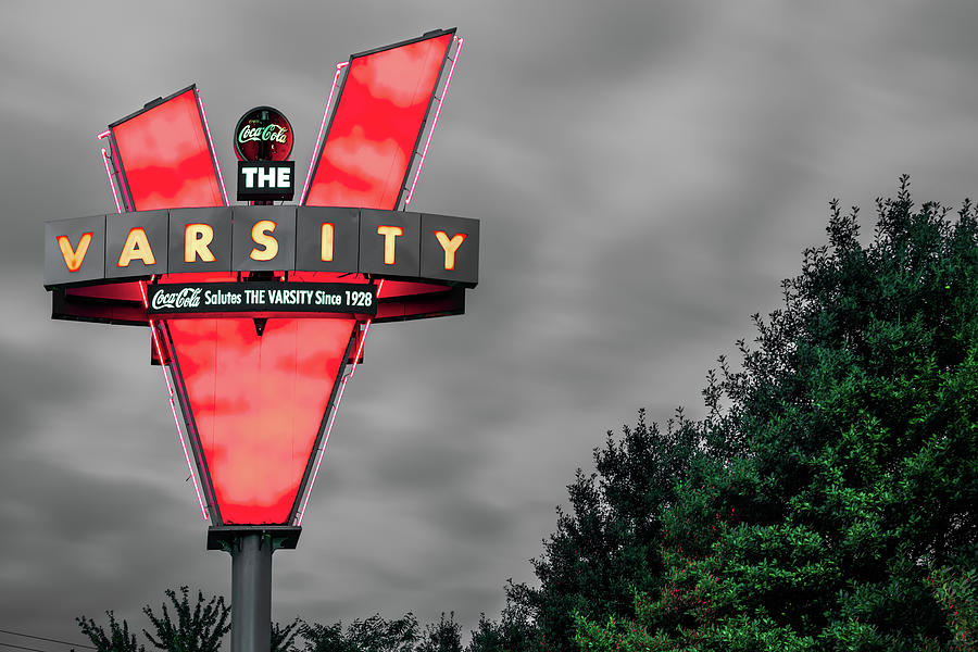 The Varsity - Atlanta Georgia Neon Icon In Selective Color Photograph