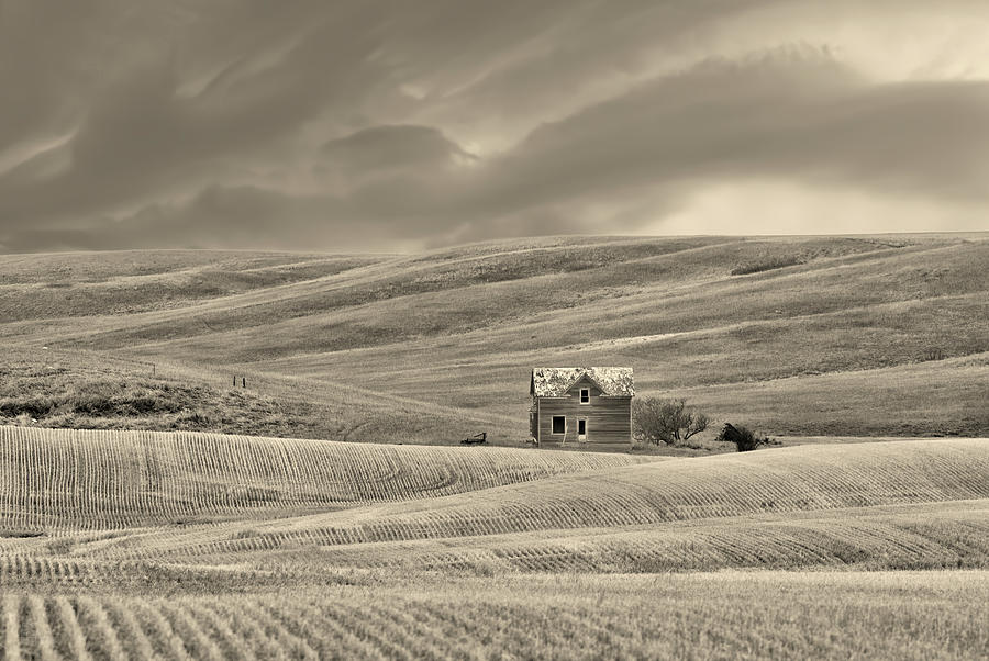 The Vast Forgotten-  Farmhouse on the vast ND prairie Photograph by Peter Herman
