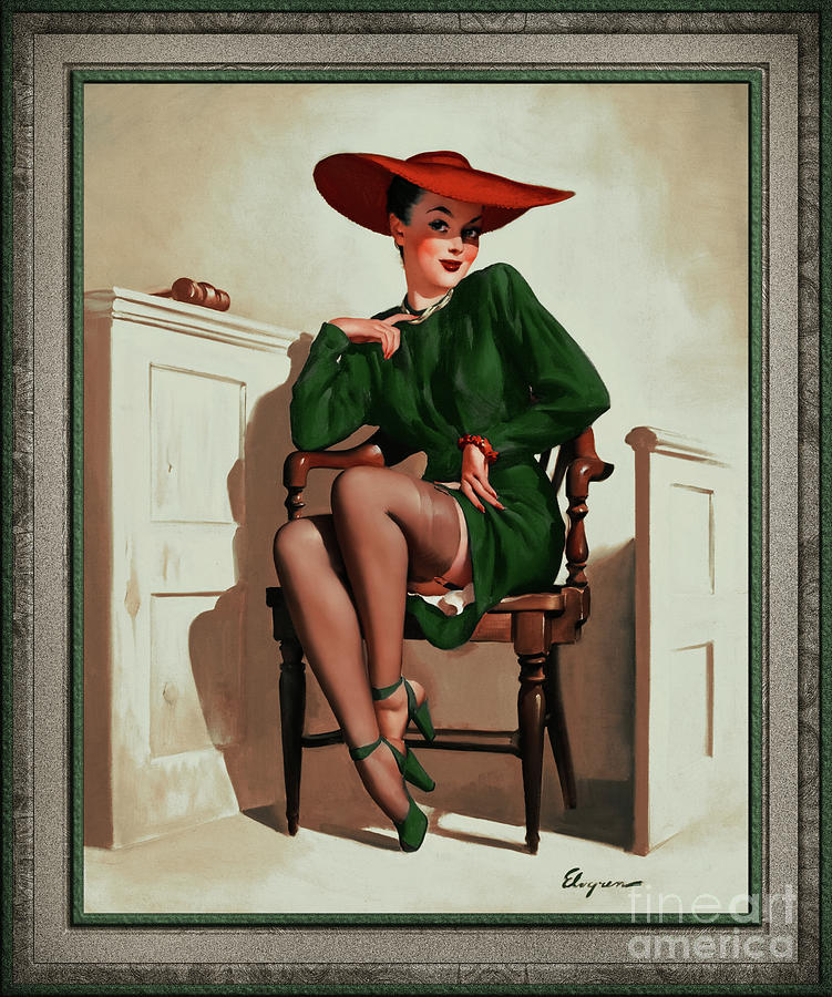 The Verdict Was by Gil Elvgren Vintage Art Pinup Xzendor7 Old Masters Reproductions Painting by Rolando Burbon