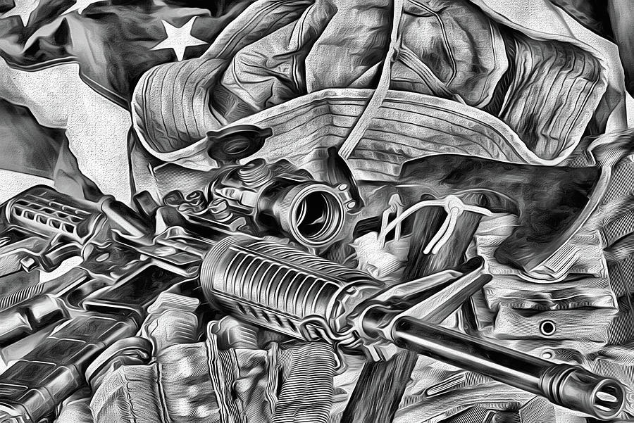 The Veteran Black and White Digital Art by JC Findley