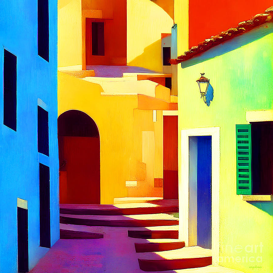 The Vibrant Colors of an Italian Mediterranean Fishing Village 20221021b Square v2 Mixed Media by Wingsdomain Art and Photography