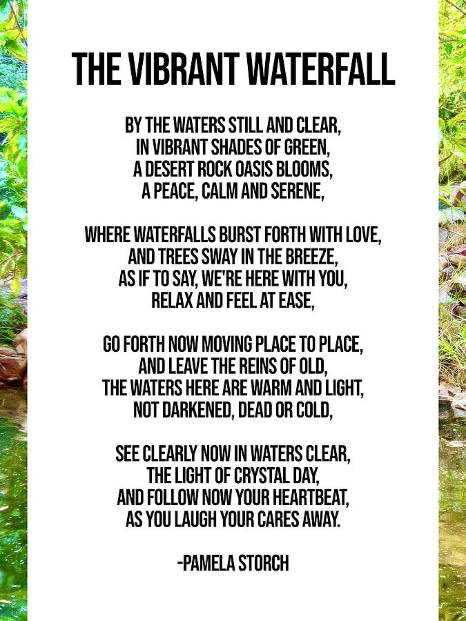 Waterfall Digital Art - The Vibrant Waterfall Poem by Pamela Storch