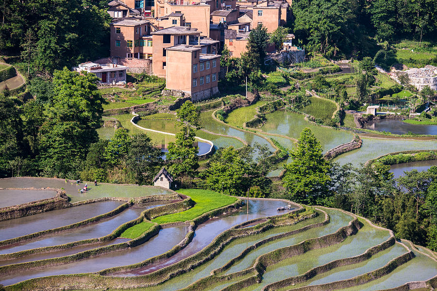 The village and the terraced fields Photograph by Zhouyousifang