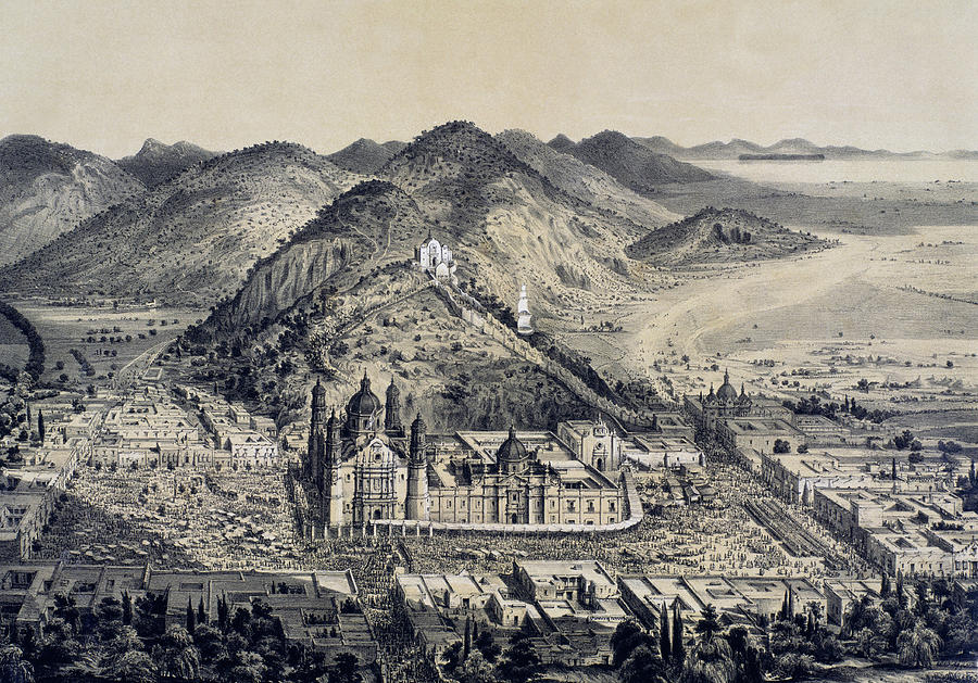 The Village of Guadalupe taken by balloon Drawing by Casimiro Castro ...