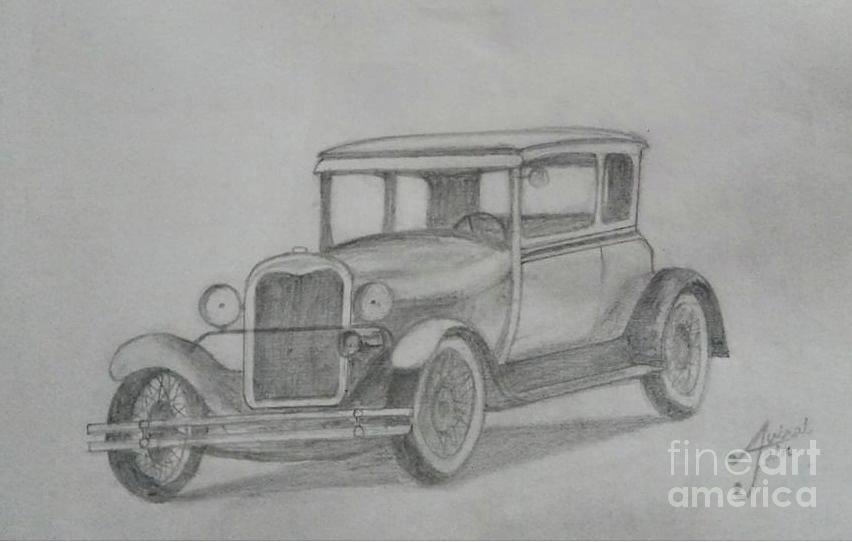 The Vintage Car Drawing by Aviral Jain - Fine Art America