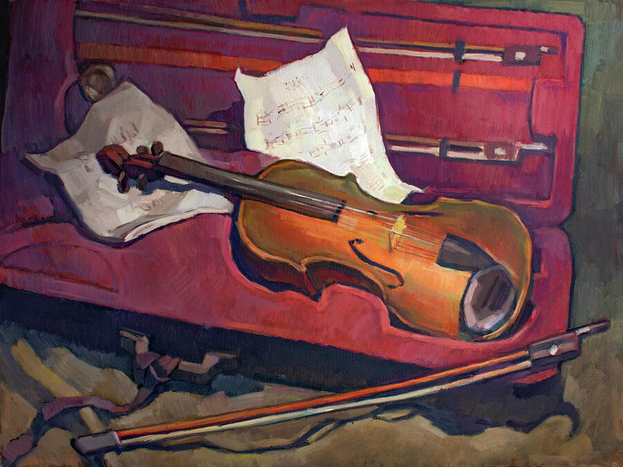 Still Life Painting - The Violin - VBP200602 by Vera Bondare