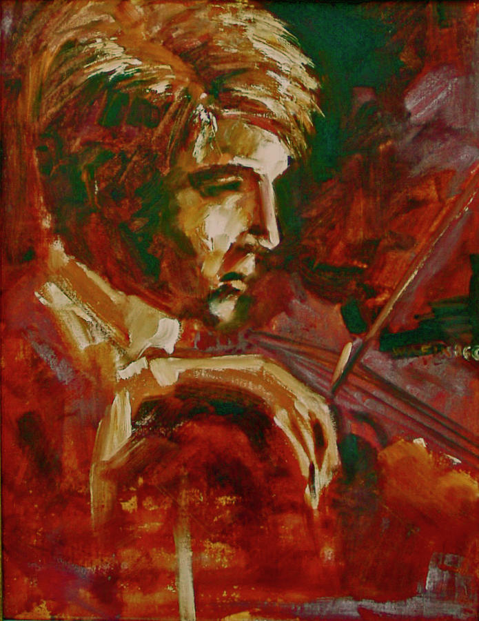 The violinist Painting by Walter Fahmy