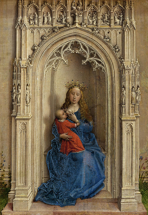 The Virgin and Child Enthroned, Thyssen Madonna Painting by Rogier van ...