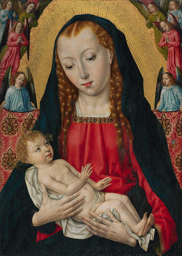 The Virgin and Child with Angels Painting by Master of the Saint Ursula ...