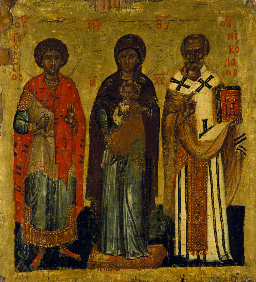 The Virgin and Child with saints Nicholas and George Painting by ...