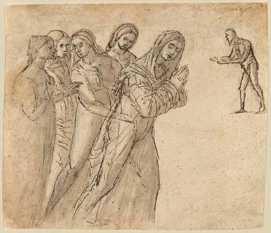 Vittore Carpaccio Drawing - The Virgin and Four Other Women by Vittore Carpaccio