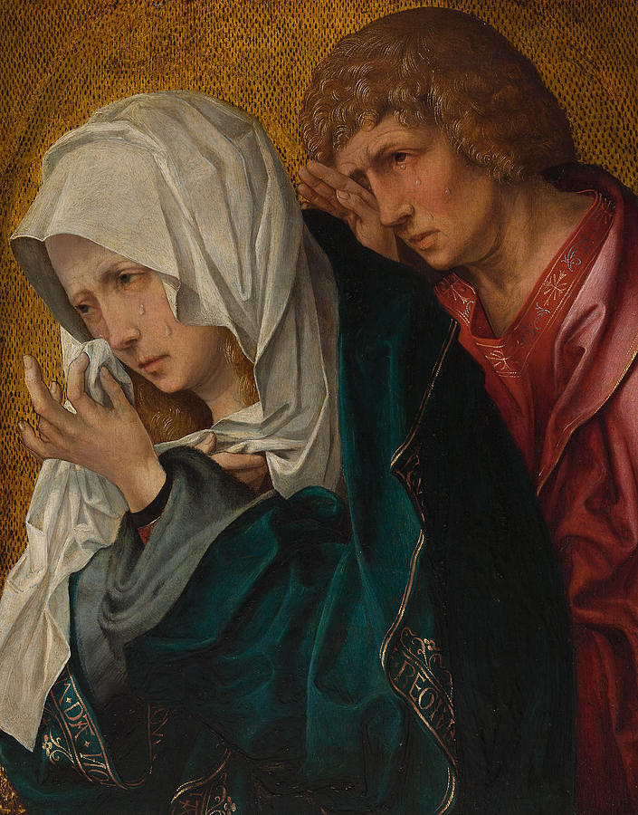 The Virgin and Saint John the Evangelist Painting by Jacob Cornelisz van Oostsanen