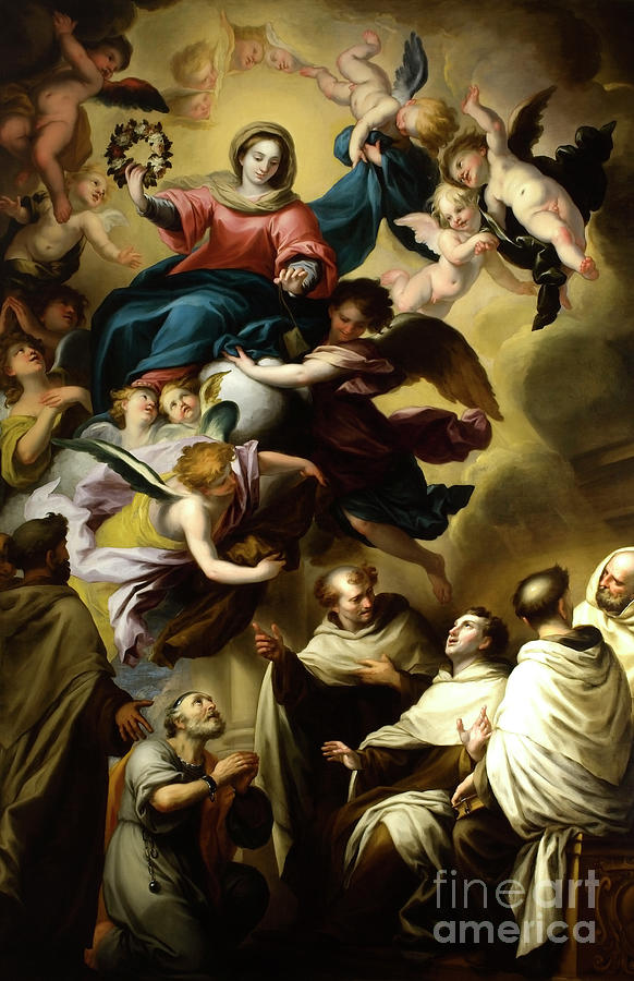 The Virgin appears to the Carmelitan Saints Painting by Italian School