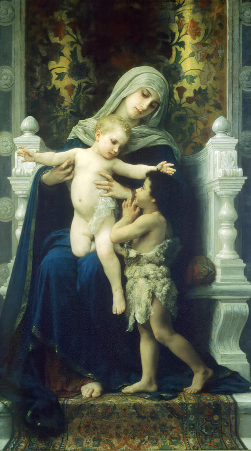 The Virgin Baby Jesus and Saint John the Baptist Painting by William Bouguereau