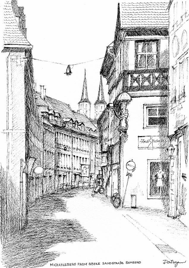The Virgin Mary Statue in Bamberg, Germany Drawing by Dai Wynn
