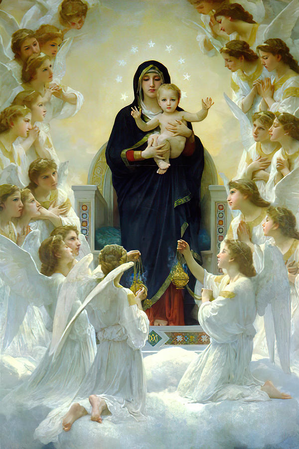 Music Mixed Media - The Virgin Mary With Angels 102 by William Adolphe Bouguereau