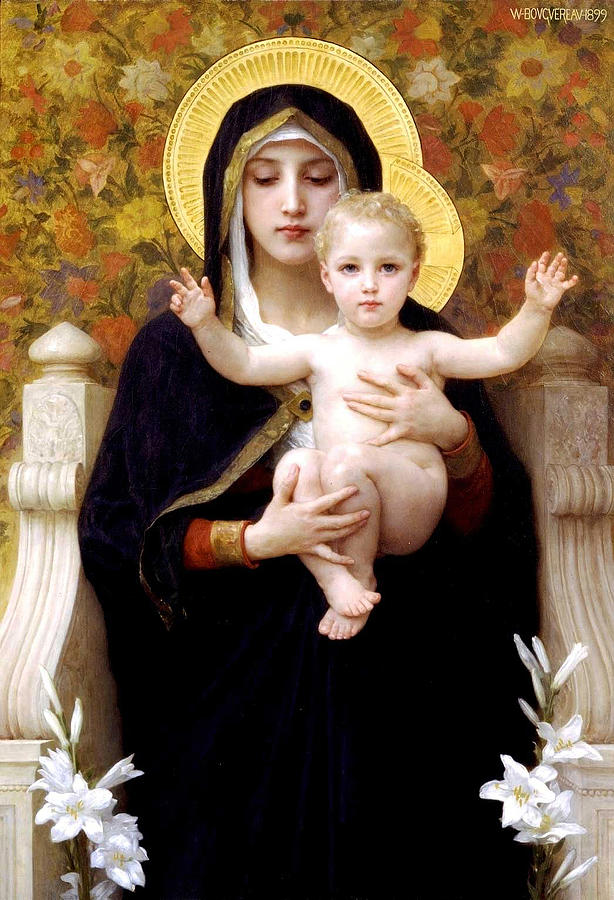 Lilies Digital Art - The Virgin of the Lilies by William Bouguereau