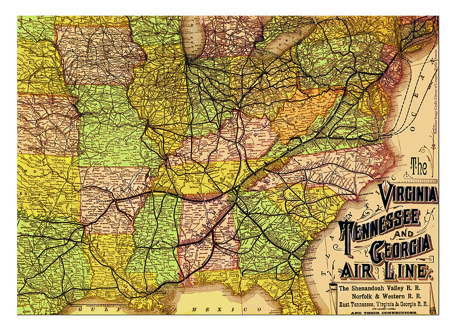The Virginia, Tennessee, and Georgia Air Line 1882 Digital Art by Chuck Mountain