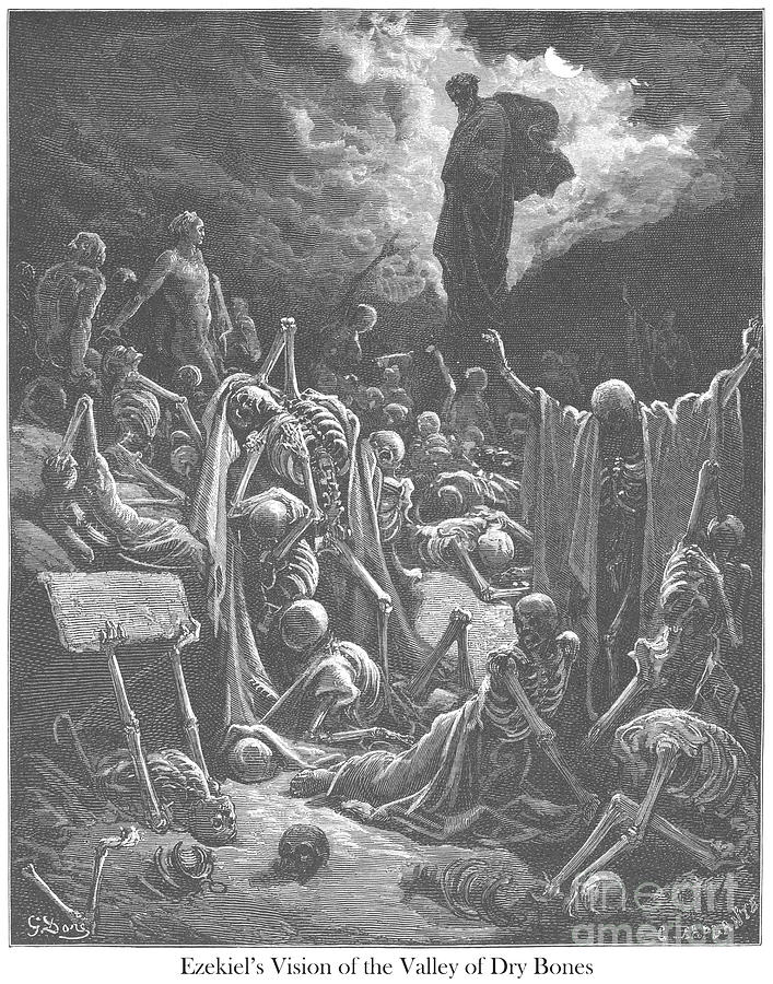 The Vision of the Valley of the Dry Bones by Gustave Dore v1 Drawing by ...