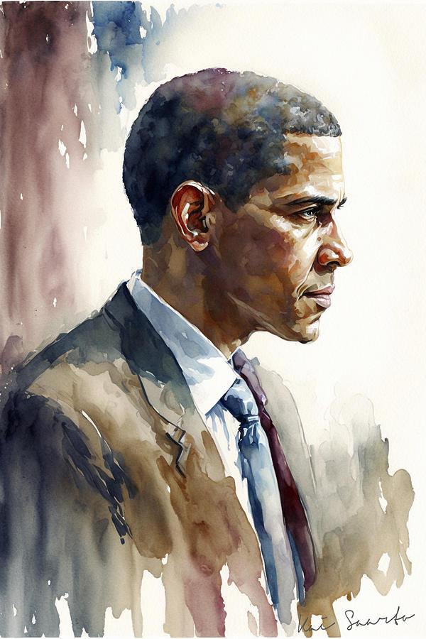 The Visionary Leader - A Watercolor Portrait Of President Barack Obama ...