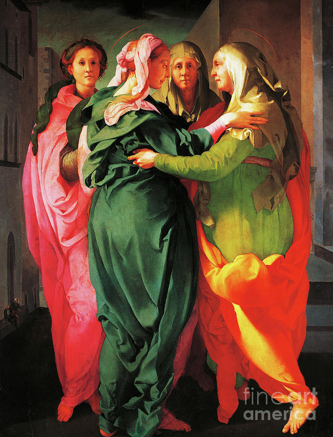 The Visitation, Circa 1530 Fresco Painting by Jacopo Pontormo