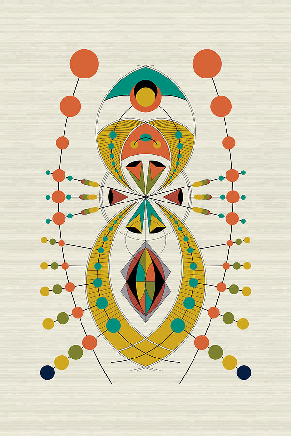 Mayan Digital Art - The Visitor of Mid-Century with cream horizontal background by DB Artist
