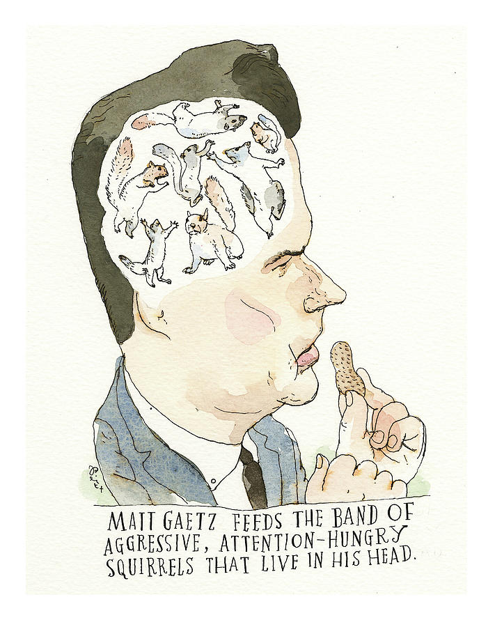 The Voices in Matt Gaetz Head Speak of Freedom Painting by Barry Blitt