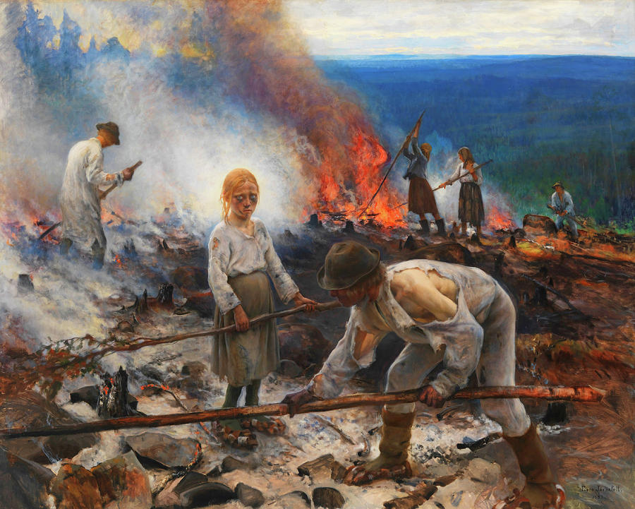 The Wage Slaves Burning the Forest Clearing Digital Art by Peter Ogden