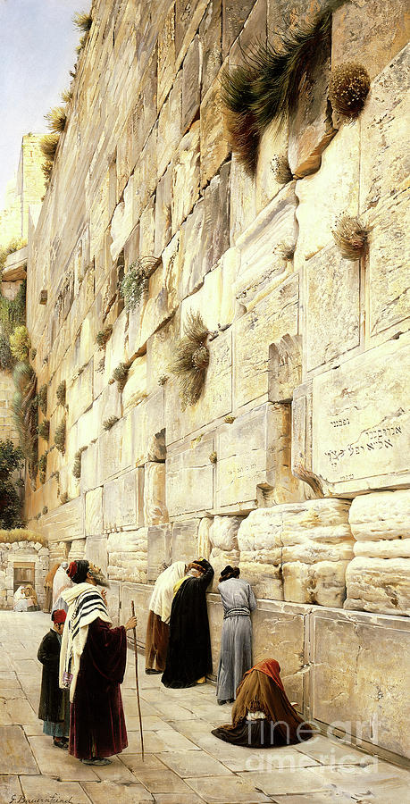 The Wailing Wall, Jerusalem, 1904 Painting by Gustave Bauernfeind
