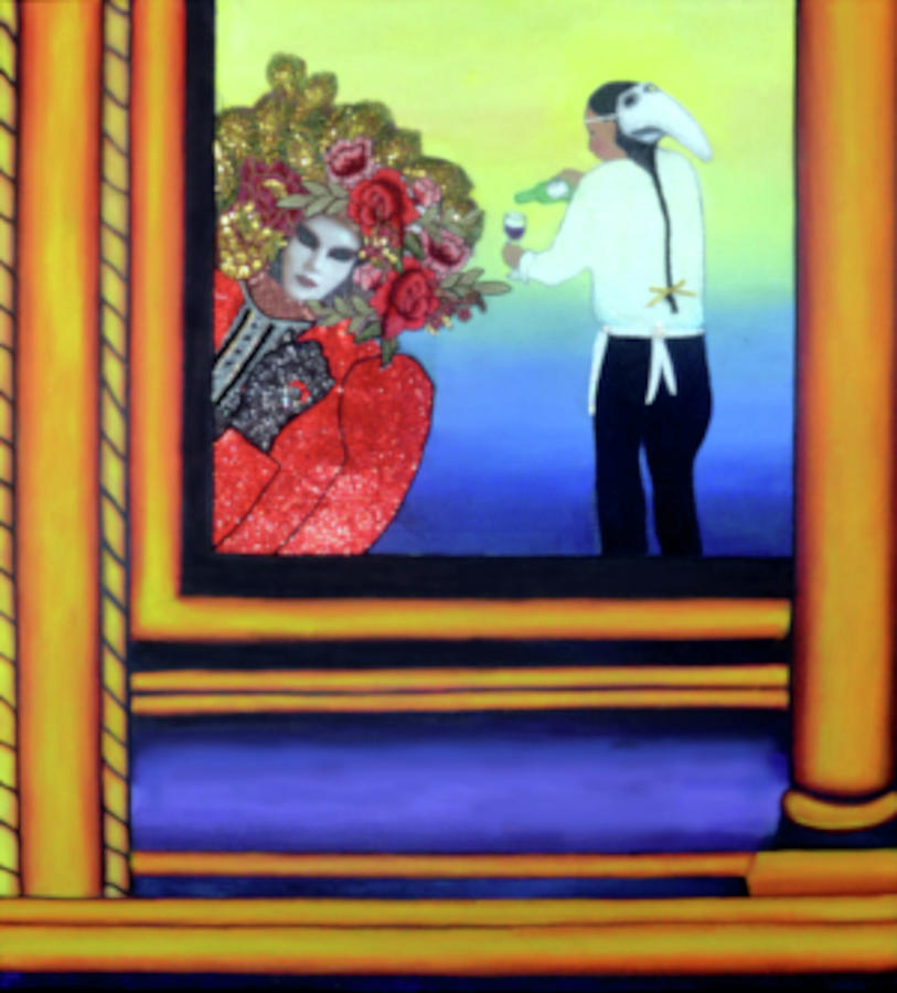 Lace Mixed Media - The Waiter - Carnival of Venice by Anni Adkins