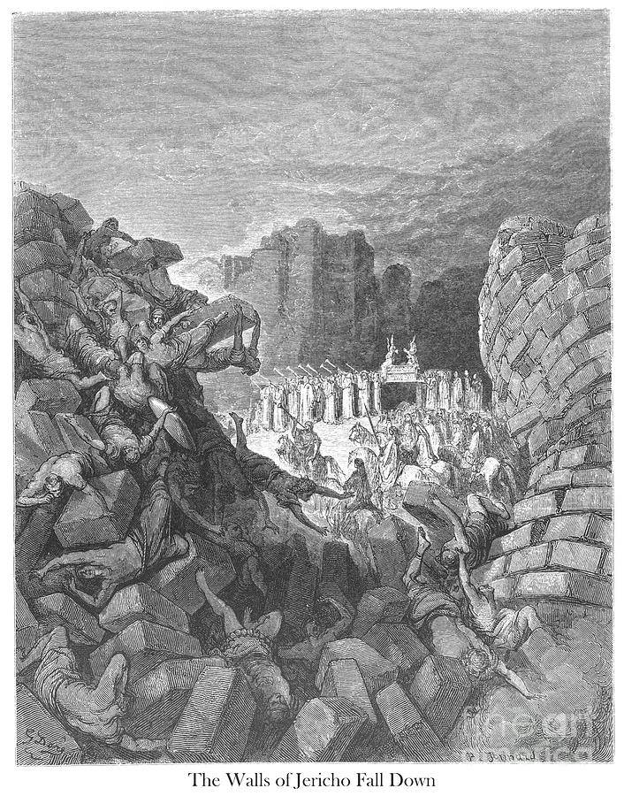 The Walls of Jericho Falling Down by Gustave Dore v1 Drawing by Historic illustrations
