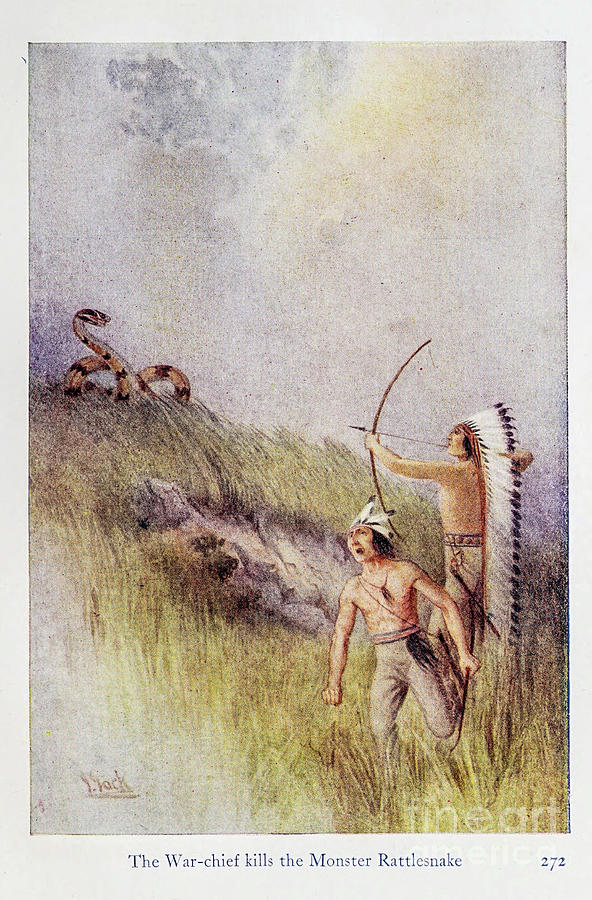 The War-chief kills the Monster Rattlesnake v3 Photograph by Historic illustrations
