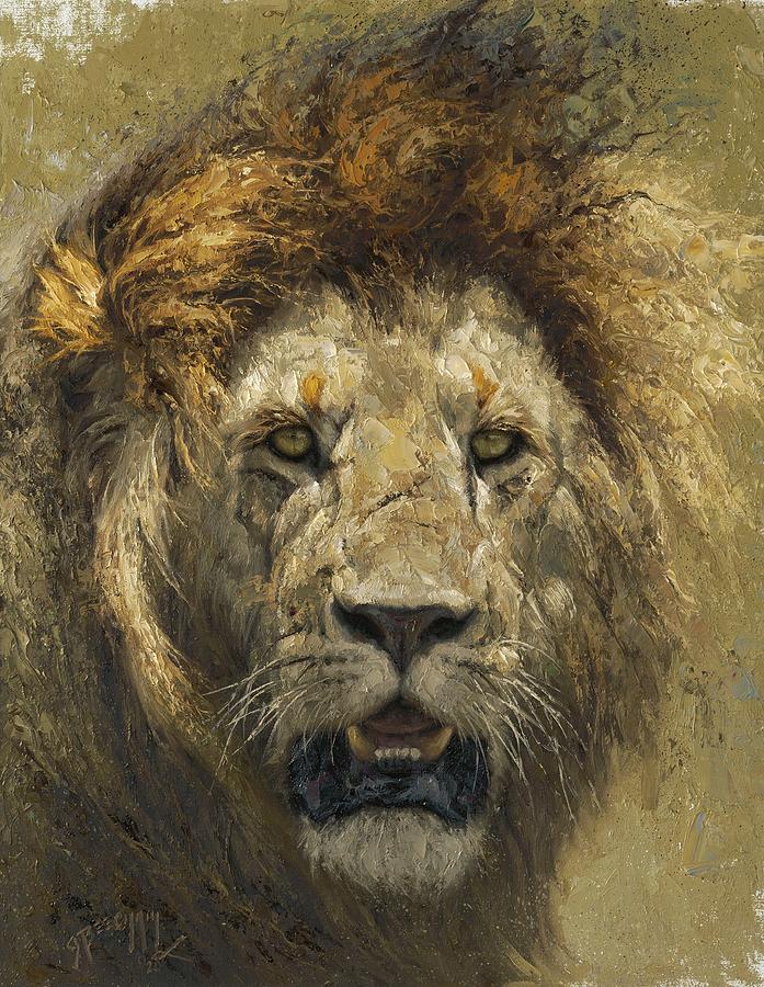 Lion Painting - The Warrior King by Greg Beecham