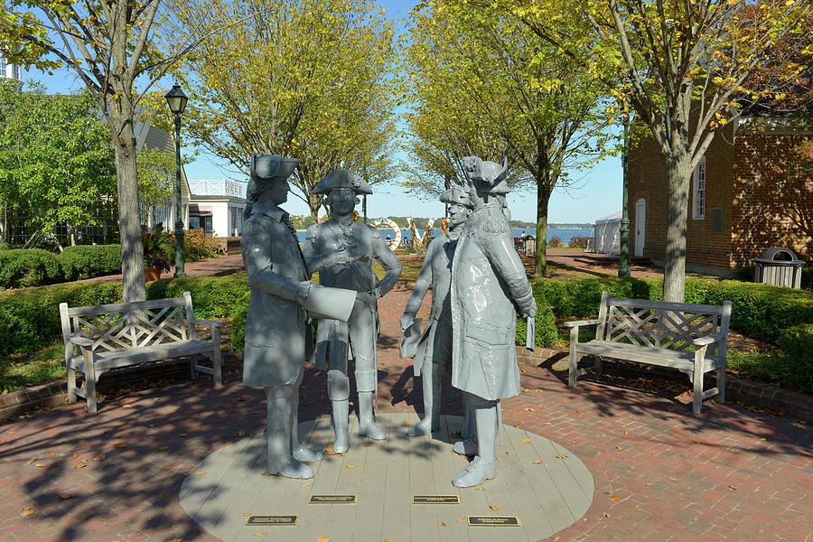 The Washington Lafayette and Degrasse Statues in Yorktown VA Photograph by Chris Smith