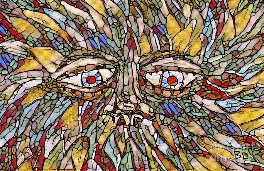 The Watcher In The Woods Stained Glass Painting by Bradley Boug