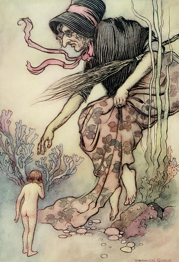 Warwick Goble Drawing - The Water-Babies 1909 - I always forgive when Im told the truth by Warwick Goble